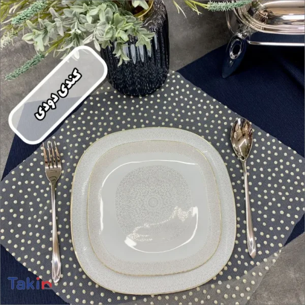 سرویس آرکوپال مربع گلدار طرح کندی دودی 6 نفره 26 پارچه قالب کورل