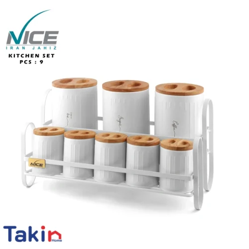 سرویس آشپزخانه 9 پارچه درب چوب رمانتیک سفید