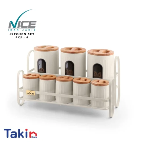 سرویس آشپزخانه 9 پارچه درب چوب آلفا کرم